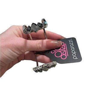 5/$25 Paparazzi Silver Bracelet with Black Accents